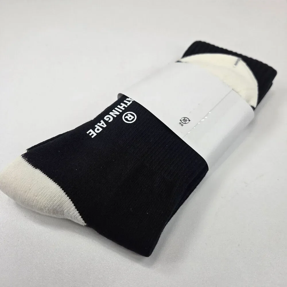 A Bathing Ape Bape Classic Ape Head Crew Socks Black White Brand New